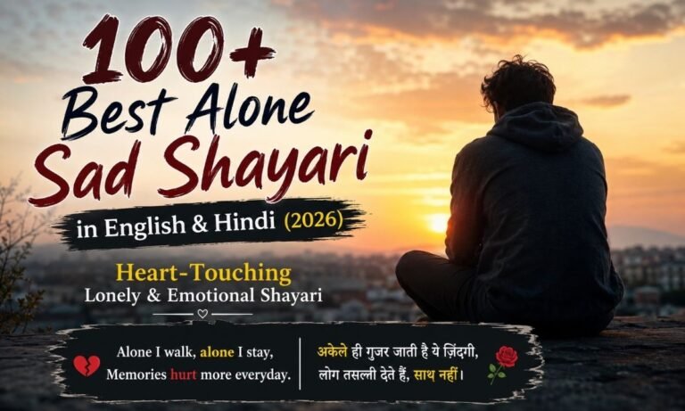 100+ Best Alone Sad Shayari in English & Hindi (2026) Heart-Touching Lonely & Emotional Shayari