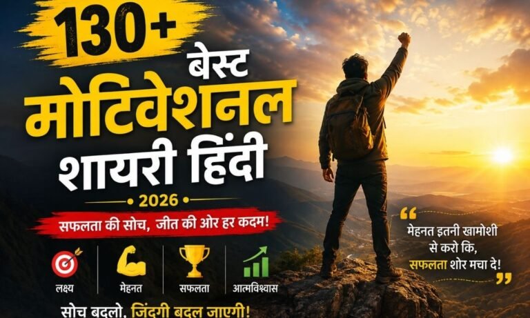 130+ Best Motivational Shayari in Hindi (2026) मोटिवेशनल शायरी हिंदी Success & Life Motivation Quotes