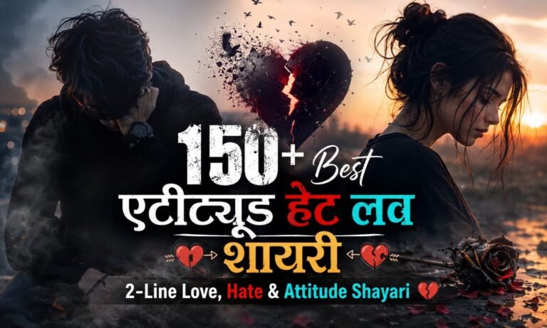 150+ Best Attitude Hate Love Shayari in Hindi (2026) 2-Line Love, Hate & Attitude Shayari