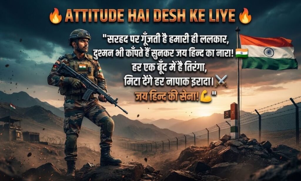 India Attitude Shayari Pakistan Ke Khilaf Images with Army Images