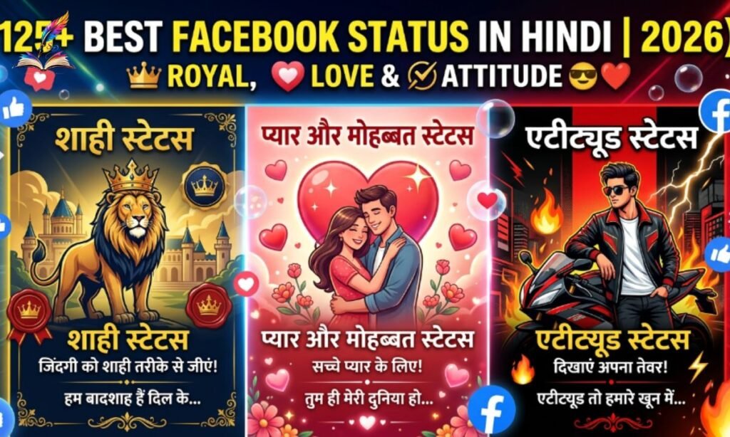 create image on this 125+ Best Facebook Status in Hindi (2026) Royal, Love & Attitude Facebook Status 😎❤️ 